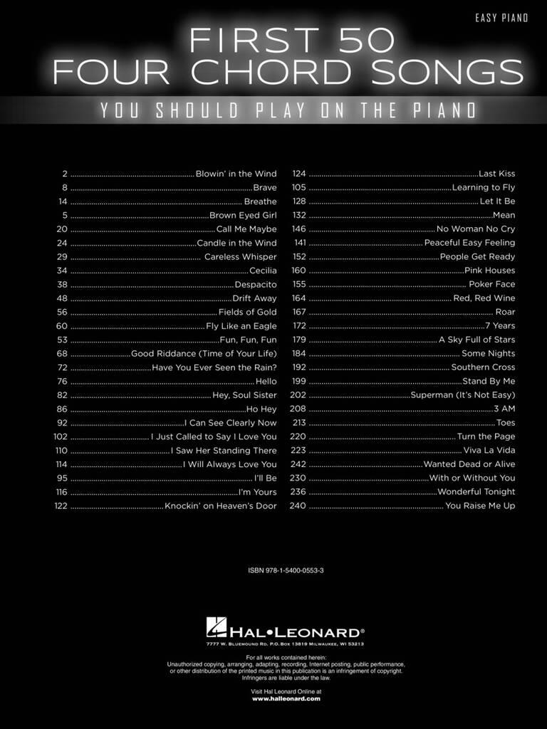 First 50 4-Chord Songs You Should Play on the Pian